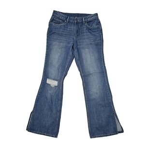 Venus Jeans New Vintage Split Hem Medium Wash Distressed Wide Leg sz 10